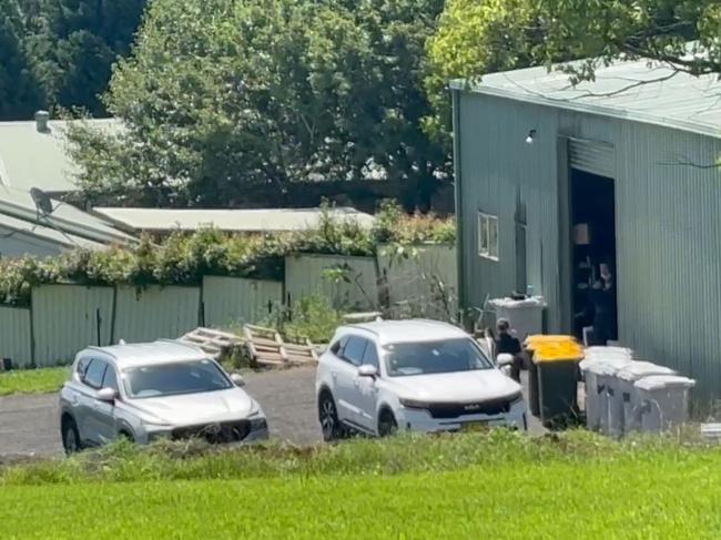 Police searching a dwelling on a property in Dural. Picture: TNV