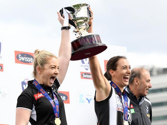 MELBOURNE, AUSTRALIA - SEPTEMBER 22: during the VFLW Grand Final match between the Western Bulldogs and Collingwood Magpies at Ikon Park on September 22, 2019 in Melbourne, Australia. (Photo by Quinn Rooney/Getty Images)