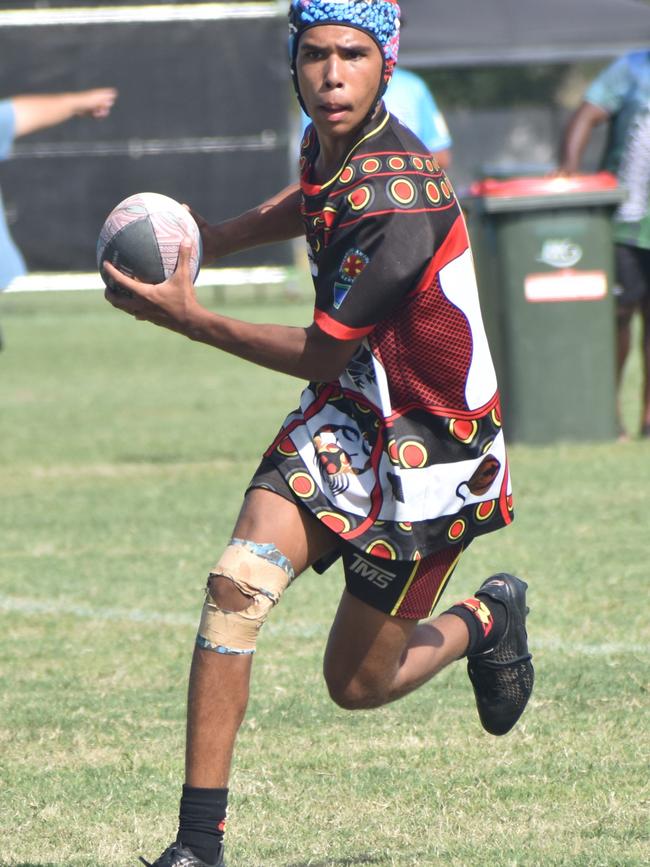 Warba Wangarunya Rugby League Carnival, under-17 boys, DCYSI Barbarians versus Team Indigenous, Saleyards Park, Rockhampton, January 19, 2024.