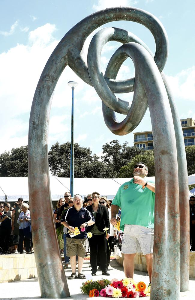 Erik de Haart on the 15th anniversary of the attack, pays tribute at the Bali Memorial in Coogee. Picture: John Appleyard