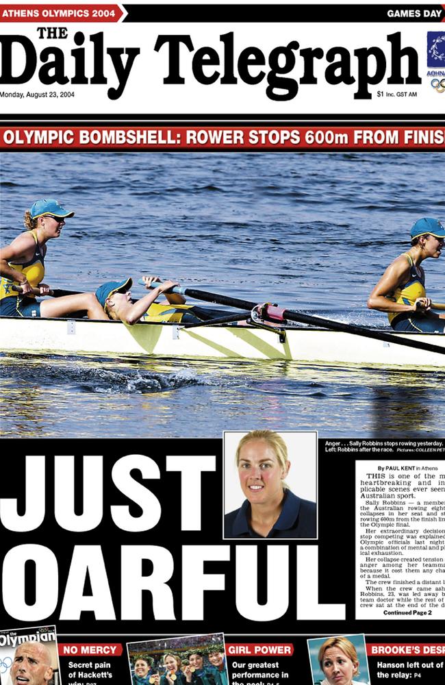 The back page of The Daily Telegraph after Sally Robbins’ infamous lie down.