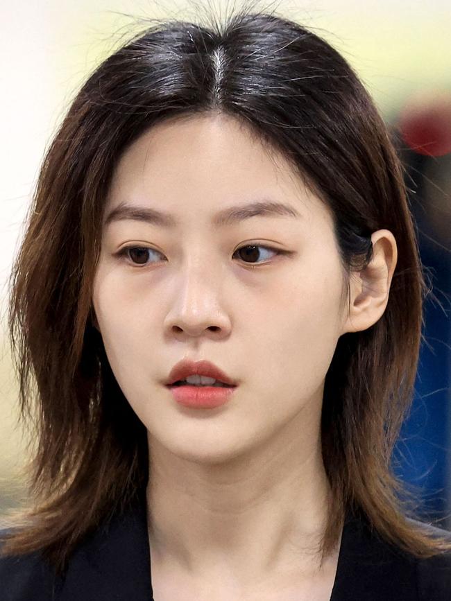 Kim Sae-ron fronting court for her drunk driving case. Photo by YONHAP / AFP