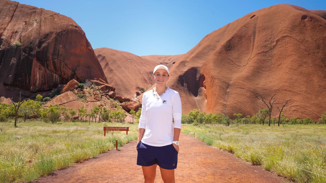 Ash Barty was in Central Australia last week in her role as Tennis Australia’s First Nations ambassador. Picture: Scott Barbour, Tennis Australia