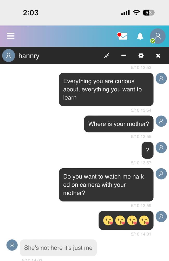 Some conversations turned explicit very quickly. Picture: Herald Sun