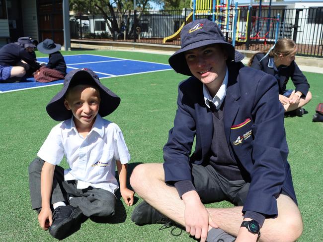 Ballarat Christian College preps started their first morning with Year 12 buddies. Picture: Ballarat Christian College