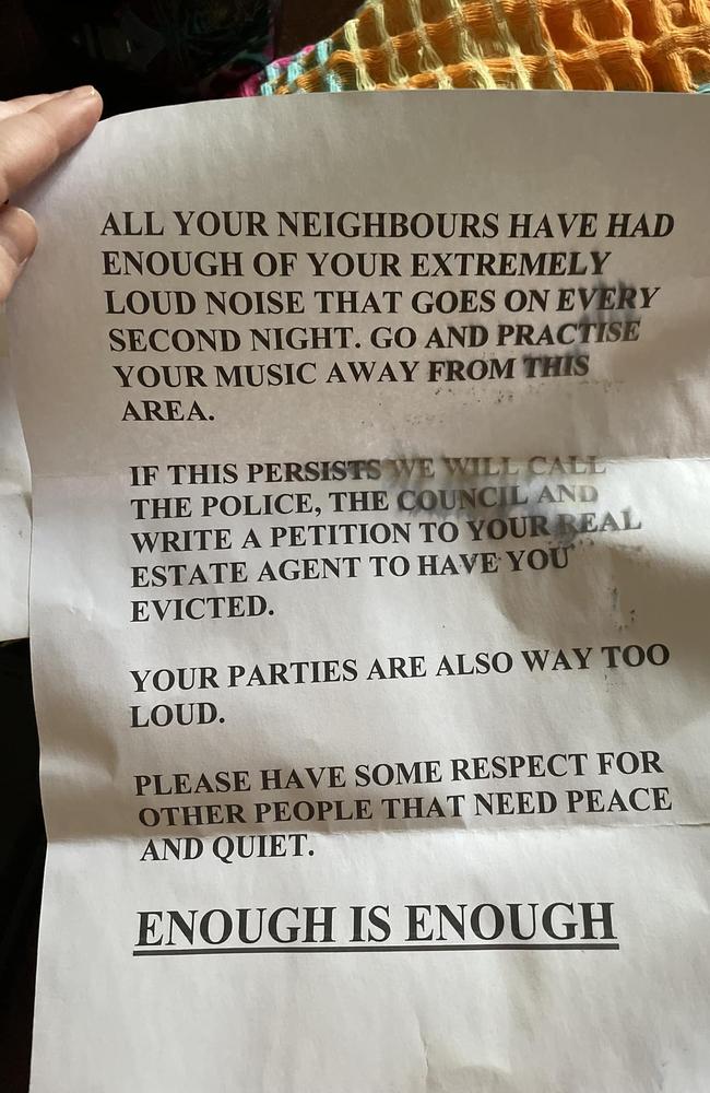 The letter was sent anonymously to the university students. Picture: Facebook.