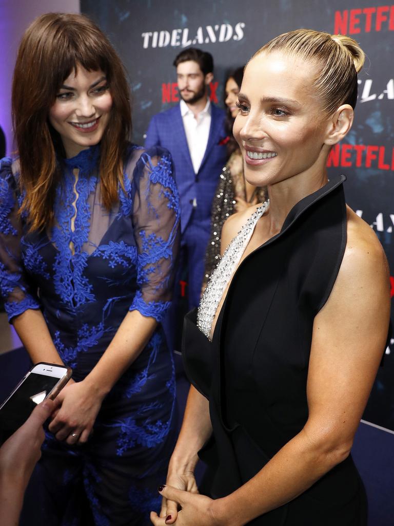 Charlotte Best and Elsa Pataky at the world premiere of Netflix original series Tidelands at GOMA Brisbane. Picture: Josh Woning/AAP