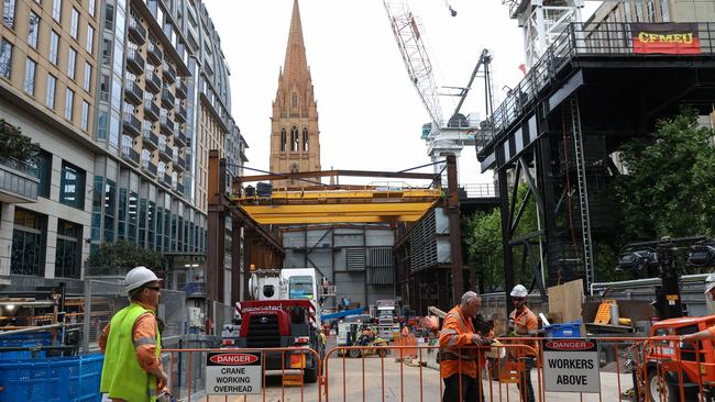 Part of the suburban rail loop can on the corner of Collins and Swanston Sts in Melbourne’s CBD. Picture NCA NewsWire / Ian Currie