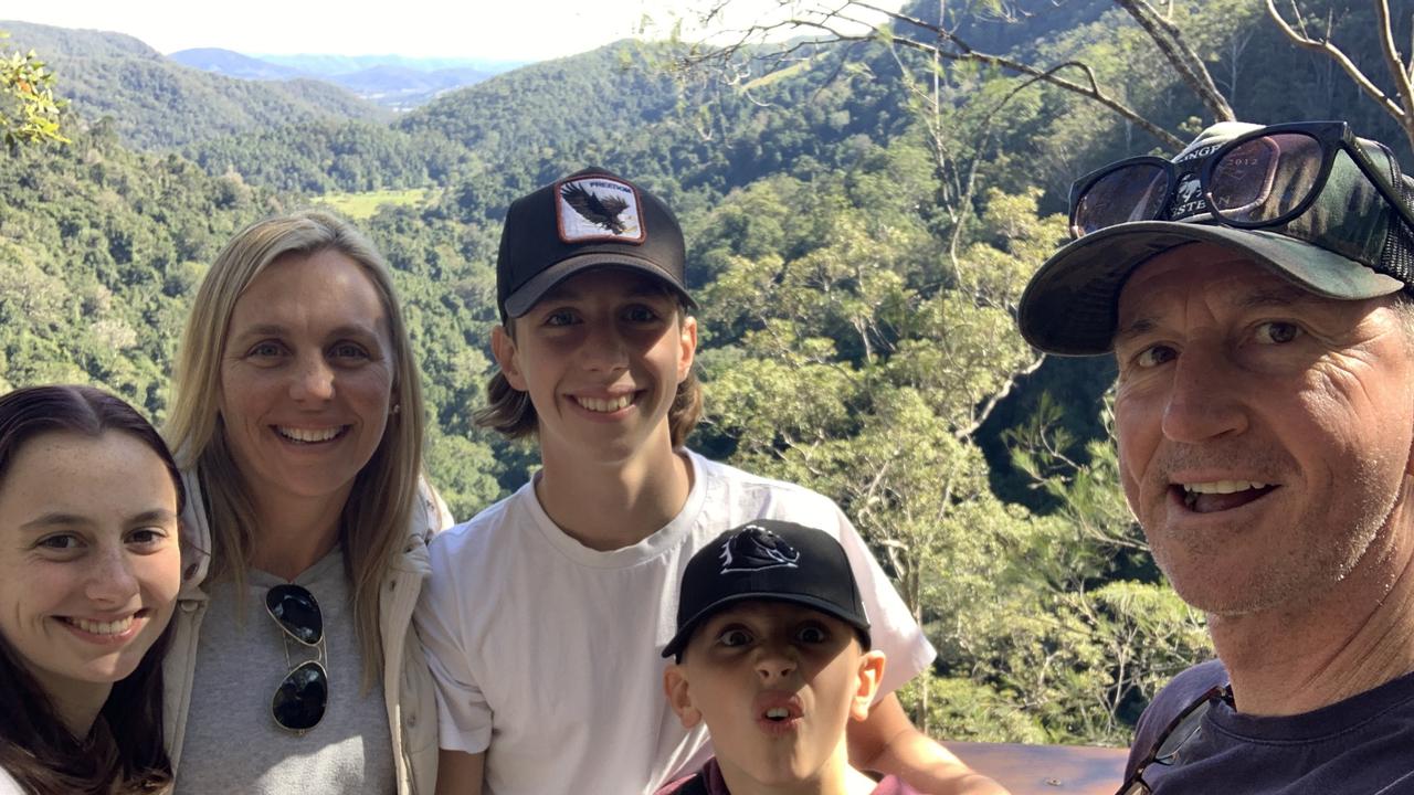 Duncan Armstrong (right) with his wife Rebecca and children Ava, Noah and Isaac.