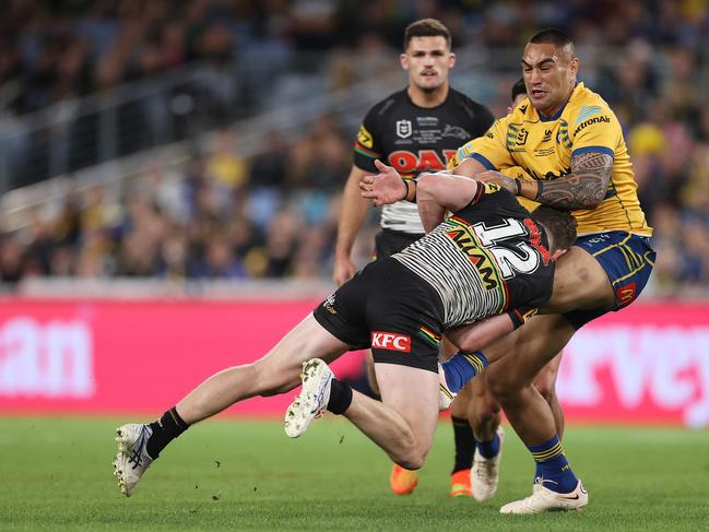 Marata Niukore has proved to be a handy utility in his time at Parramatta and will be missed, after moving to the Warriors. Picture: Getty Images.