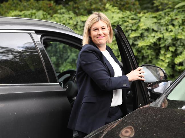 Challenger Jess Wilson arrives at parliament. Picture: David Crosling