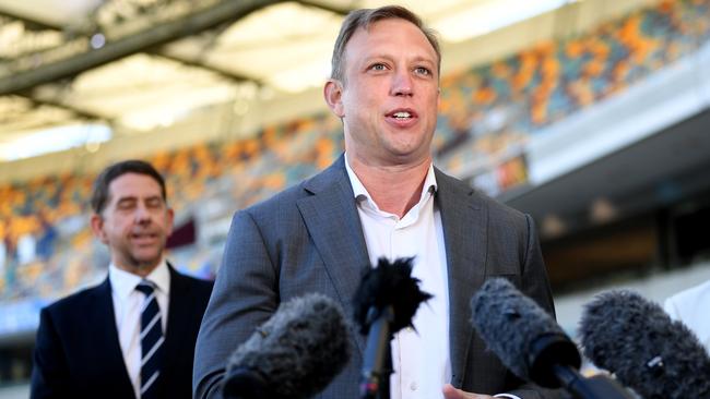 Then Deputy Premier Steven Miles after the state government announced a complete rebuild of the Gabba for the 2032 Olympic and Paralympic Games. Picture: NCA NewsWire/Dan Peled