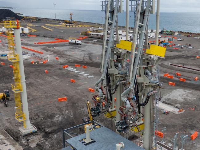 Construction of Squadron Energy’s Port Kembla Energy Terminal. Picture: Supplied by Squadron Energy