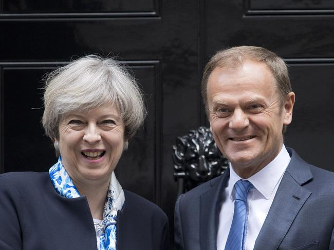 British Prime Minister Theresa May with European Council President Donald Tusk earlier this month AFP PHOTO / Justin TALLIS