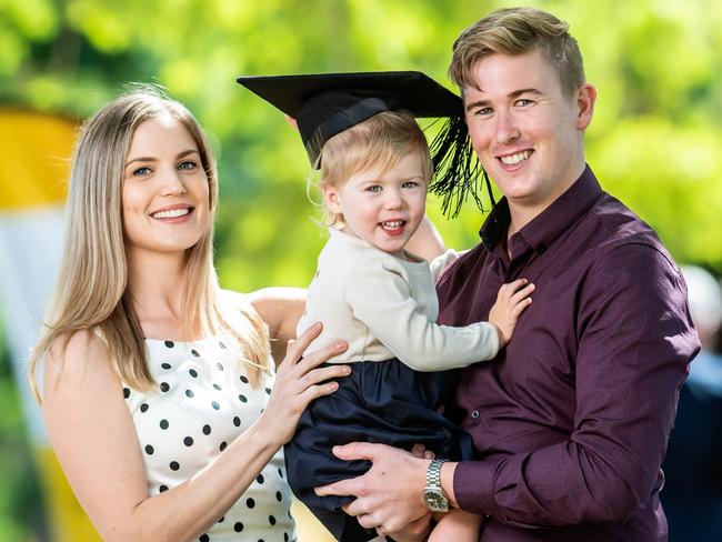 Andrew and Kirsten Beer with daughter Audrey. Picture: David Martinelli (USQ Media Comms)