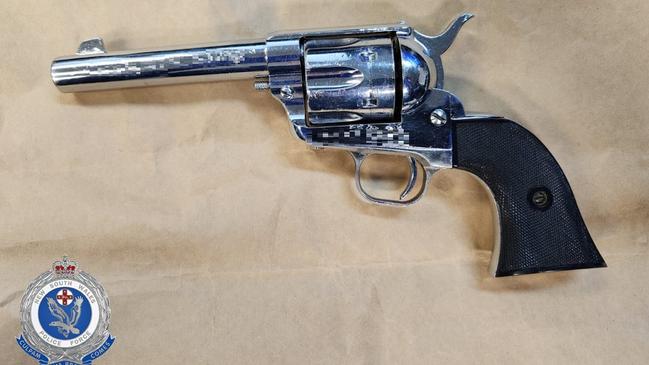 The Colt .45 pistol allegedly seized by police following the arrests. Picture: NSW Police.