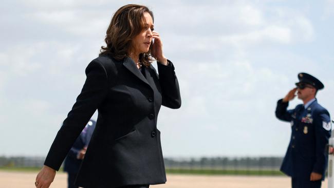 Kamala Harris has drawn level with Donald Trump in the swing states. Picture: AFP.