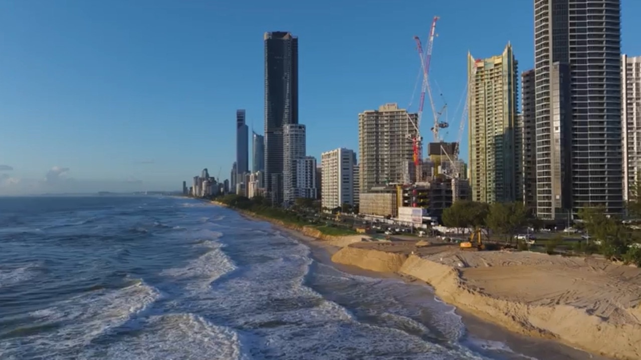 Aerial shot of beach erosion from Cyclone Alfred. Pics from Gold Coast City Council.