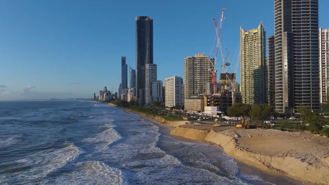 Aerial shot of beach erosion from Cyclone Alfred. Pics from Gold Coast City Council.