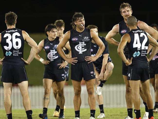 Carlton after their loss during an AFL pre-season practice match between the Sydney Swans and Carlton Blues at Blacktown International Sportspark on  March 3, 2023. Photo by Phil Hillyard(Image Supplied for Editorial Use only - **NO ON SALES** - Â©Phil Hillyard )