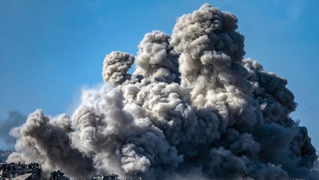 Smoke billows during an Israeli bombardment on the Gaza Strip on Tuesday. Picture: AFP