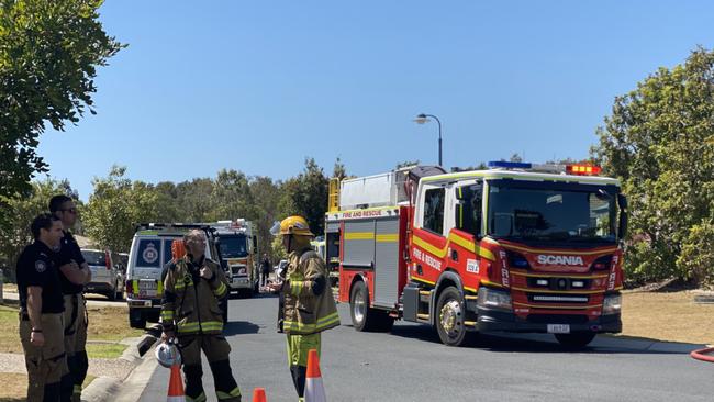 Four fire crews battling a house fire at Ningi. Photo: Natalie Wynne.