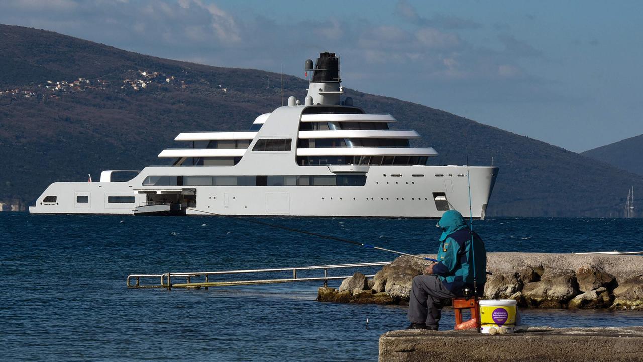 Superyacht Solaris, owned by Roman Abramovich, sails towards the luxury yacht marina Porto Montenegro on the Adriatic coast. Picture: Savo Prelevic/AFP