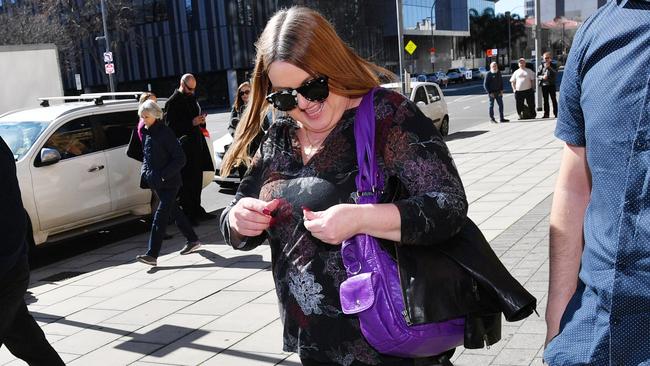 Sharon Nitschke outside the Adelaide Magistrates Court last August.