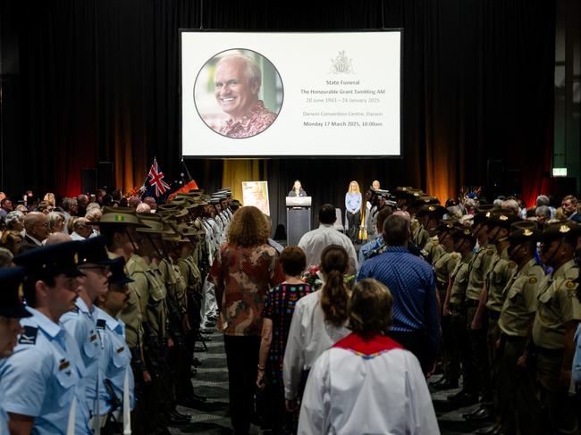 Former NT politician Grant Tambling AM was honoured at a state funeral in Darwin on March 17, 2025. Picture: Supplied/Julianne Osborne.