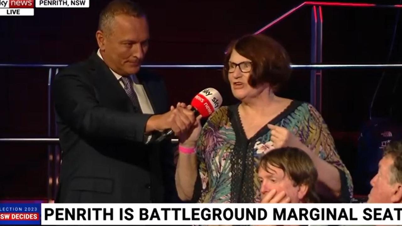 The second audience member to ask a question, a maternity ward nurse, sparked a second argument over Labor’s controversial pledge to scrap the wage cap for public service workers. Picture: Sky News