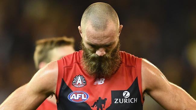 Max Gawn is firing, but his team’s midfield is struggling to win clearances. Pic: Getty Images