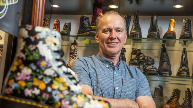 Wayne Shay, owner of Shays Shoes in West End. Picture: AAP/Richard Walker