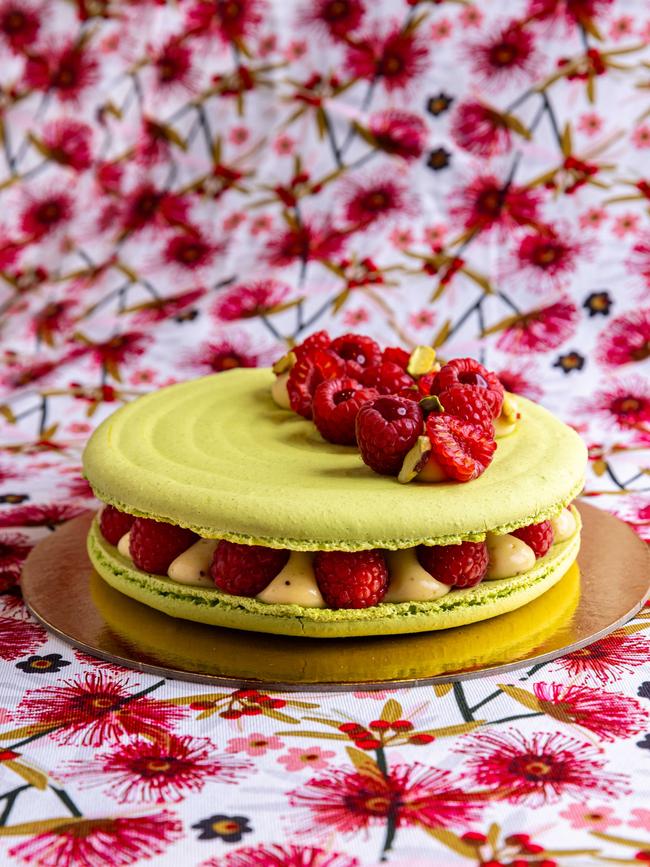 Frenchies’ pistachio and raspberry macaron cake. Pictures: Supplied