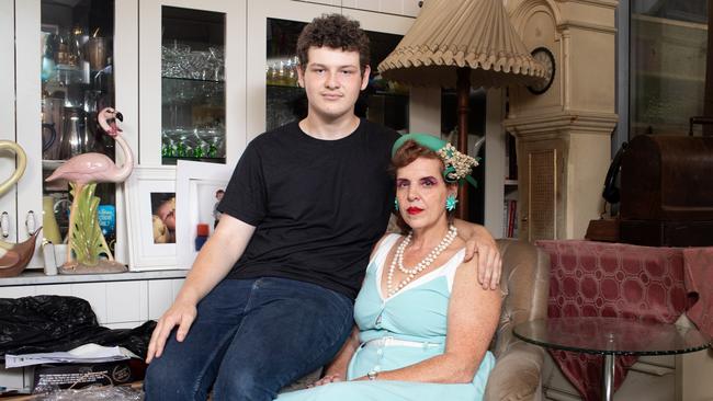 Natalie Saad and her son Aidan (16) in their Petersham home where, during the recent storms, a huge tree fell and damaged the home house.