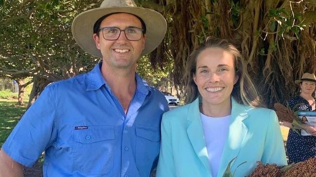 Gunnedah (Liverpool Plains) farmer Doug Frend with independent candidate for Pittwater Jacqui Scruby, standing together against the Santos gas project. Credit: Facebook