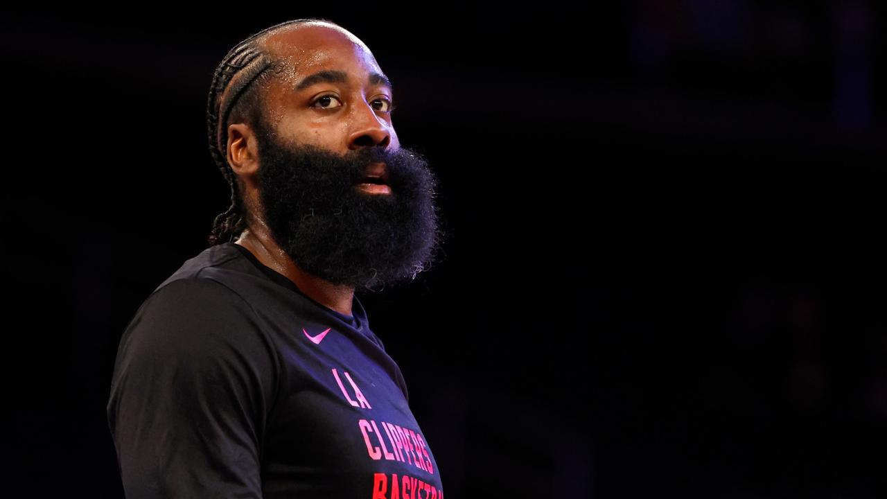 NEW YORK, NEW YORK - NOVEMBER 6: James Harden #1 of the LA Clippers looks on before the start of a game against the New York Knicks at Madison Square Garden on November 6, 2023 in New York City. NOTE TO USER: User expressly acknowledges and agrees that, by downloading and or using this photograph, User is consenting to the terms and conditions of the Getty Images License Agreement. Rich Schultz/Getty Images/AFP (Photo by Rich Schultz / GETTY IMAGES NORTH AMERICA / Getty Images via AFP)