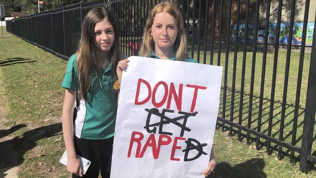 Students at Swansea High School holding a sign in support of the Monday protest.