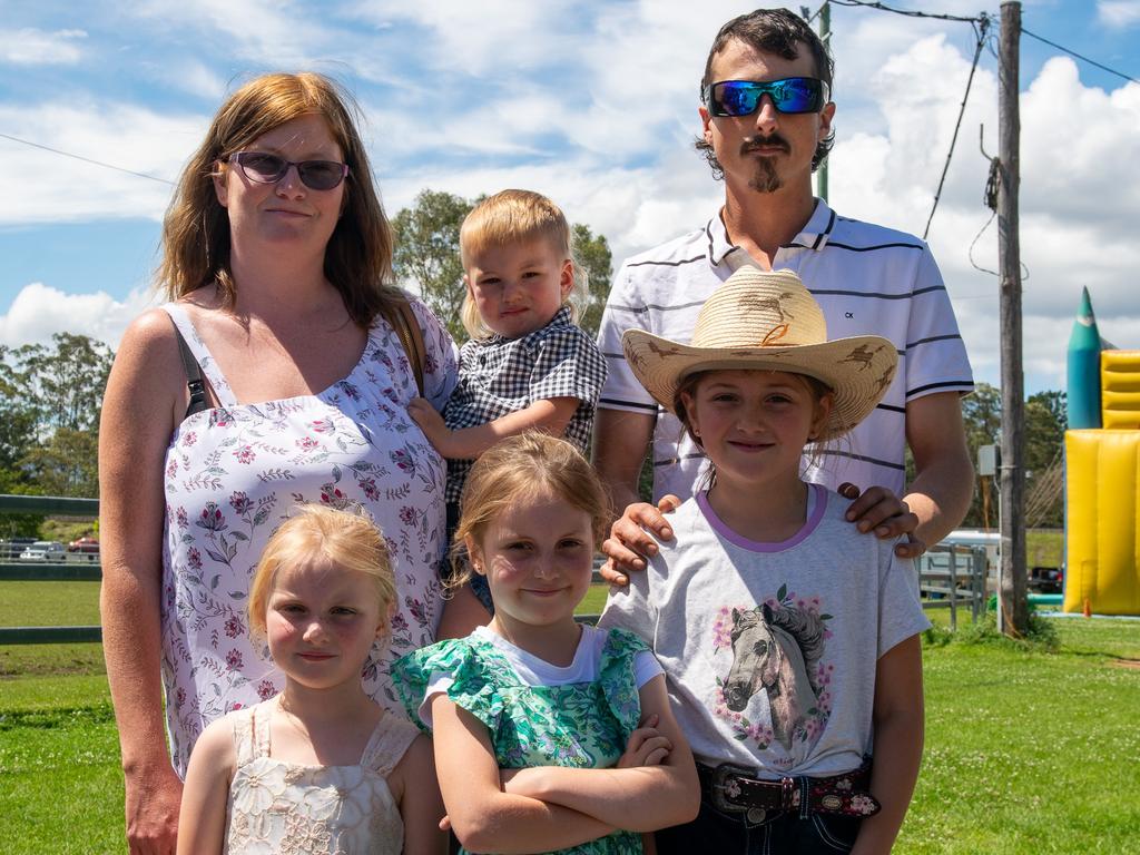 Kyogle family Logan, Breanna, Rachel, Charlotte and Corey Green with Carrisa Wells at the Kyogle Show. Picture: Cath Piltz