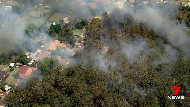 The fireeps close to homes in Whitehaven Road. Picture: Seven News