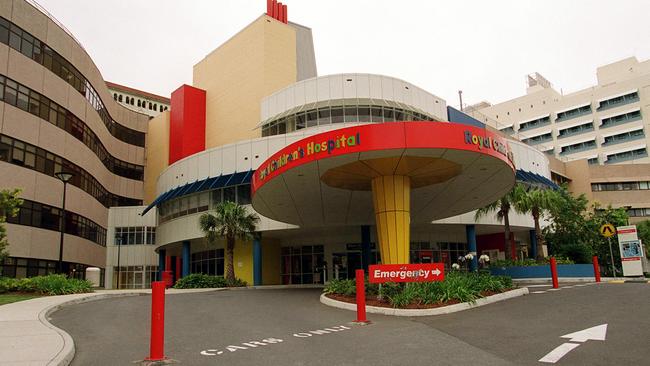 The old Royal Children's Hospital building entrance at Herston.