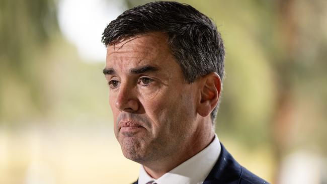 MELBOURNE, AUSTRALIA - NewsWire Photos - 15 FEBRUARY, 2025: Victorian Opposition Leader Brad Battin speaks to the media at Jensen Reserve in Footscray. Picture: NewsWire / Diego Fedele