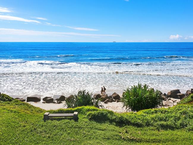 The property sits directly on the beachfront.