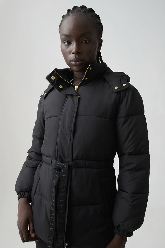 Essential Cropped Puffer Jacket with Detachable Sleeves in Black