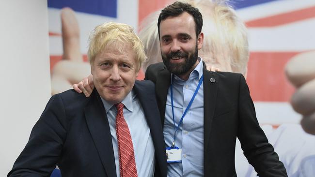 Boris Johnson with Isaac Levido at Conservative party HQ after Boris won the 2019 general election. Picture: Andrew Parsons / i-Images.