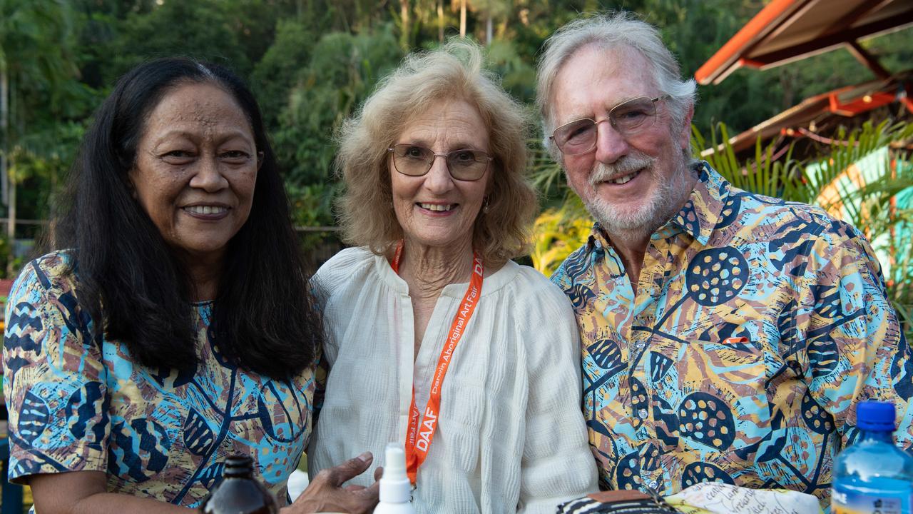 Eunice Yu, Jane Cook and David Cook at the 2024 National Indigenous Fashion Awards (NIFA). Picture: Pema Tamang Pakhrin