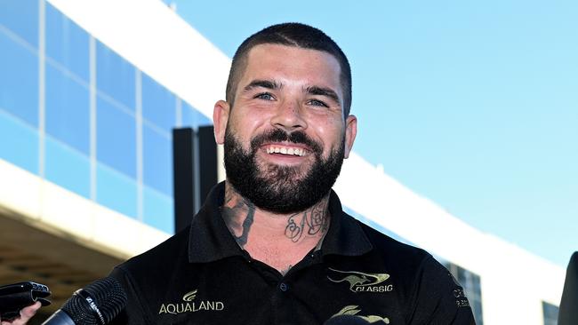 South Sydney halfback Adam Reynolds was all smiles at Brisbane Airport. Picture: Bradley Kanaris/Getty