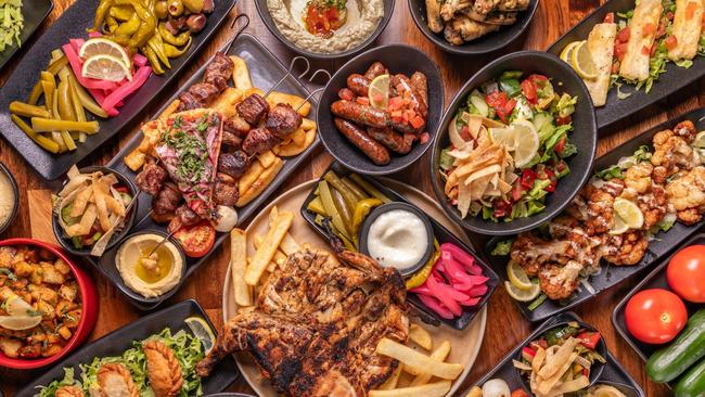 Table of food at Byblos on O'Connell, North Adelaide