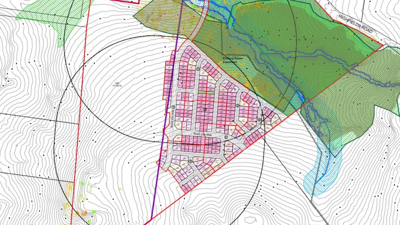 A major 201-lot subdivision has been proposed for a large parcel of land just northwest of Highfields, at Woolmer.