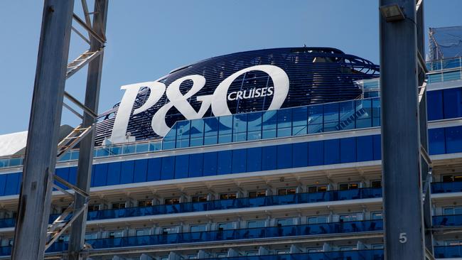 SYDNEY, AUSTRALIA - NewsWire Photos JANUARY 24, 2024: The P&O Cruise Liner at White Bay cruise terminal on Wednesday. Due to power cuts in the Rozelle area the ship was having difficulties offloading passengers. Picture: NCA NewsWire / Nikki Short