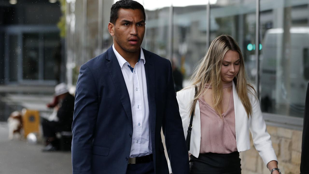 Knights player Jacob Saifiti arrives at Newcastle Local Court.